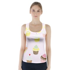 Seamless Cupcakes Wallpaper Pattern Background Racer Back Sports Top by Nexatart