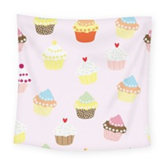 Seamless Cupcakes Wallpaper Pattern Background Square Tapestry (large) by Nexatart