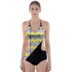 Note Abstract Paintwork Cut-out One Piece Swimsuit by Nexatart