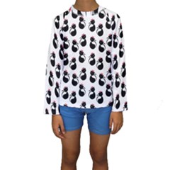 Cat Seamless Animals Pattern Kids  Long Sleeve Swimwear by Nexatart