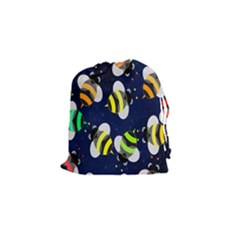 Bees Cartoon Bee Pattern Drawstring Pouches (small)  by Nexatart