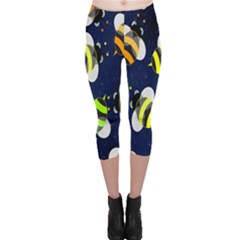 Bees Cartoon Bee Pattern Capri Leggings  by Nexatart