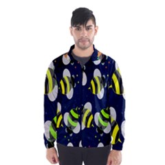 Bees Cartoon Bee Pattern Wind Breaker (men) by Nexatart