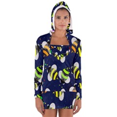 Bees Cartoon Bee Pattern Women s Long Sleeve Hooded T-shirt by Nexatart