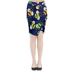 Bees Cartoon Bee Pattern Midi Wrap Pencil Skirt by Nexatart