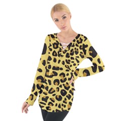 A Jaguar Fur Pattern Women s Tie Up Tee by Nexatart