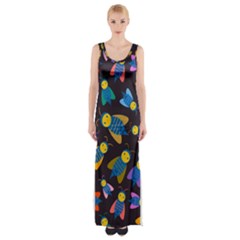 Bees Animal Insect Pattern Maxi Thigh Split Dress