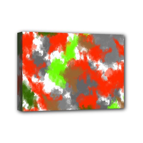 Abstract Watercolor Background Wallpaper Of Splashes  Red Hues Mini Canvas 7  X 5  by Nexatart