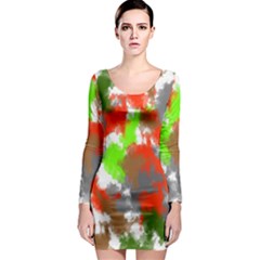 Abstract Watercolor Background Wallpaper Of Splashes  Red Hues Long Sleeve Bodycon Dress by Nexatart