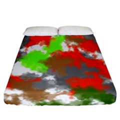 Abstract Watercolor Background Wallpaper Of Splashes  Red Hues Fitted Sheet (king Size) by Nexatart