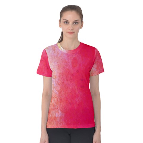 Abstract Red And Gold Ink Blot Gradient Women s Cotton Tee by Nexatart