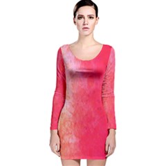 Abstract Red And Gold Ink Blot Gradient Long Sleeve Velvet Bodycon Dress by Nexatart