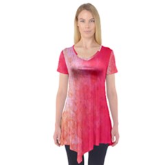 Abstract Red And Gold Ink Blot Gradient Short Sleeve Tunic  by Nexatart