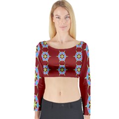 Geometric Seamless Pattern Digital Computer Graphic Wallpaper Long Sleeve Crop Top by Nexatart