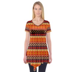 Abstract Lines Seamless Pattern Short Sleeve Tunic  by Nexatart