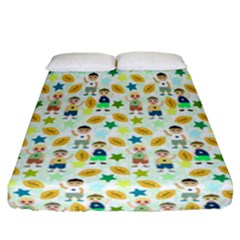 Football Kids Children Pattern Fitted Sheet (california King Size) by Nexatart