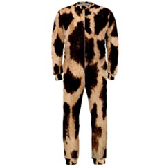 Yellow And Brown Spots On Giraffe Skin Texture Onepiece Jumpsuit (men)  by Nexatart