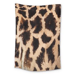 Yellow And Brown Spots On Giraffe Skin Texture Large Tapestry by Nexatart