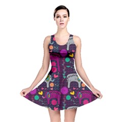 Love Colorful Elephants Background Reversible Skater Dress by Nexatart