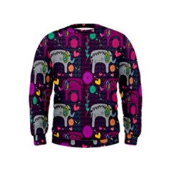 Love Colorful Elephants Background Kids  Sweatshirt by Nexatart