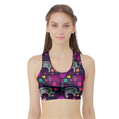 Love Colorful Elephants Background Sports Bra With Border by Nexatart