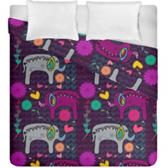 Love Colorful Elephants Background Duvet Cover Double Side (king Size) by Nexatart