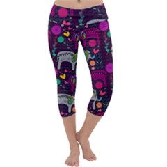 Love Colorful Elephants Background Capri Yoga Leggings by Nexatart