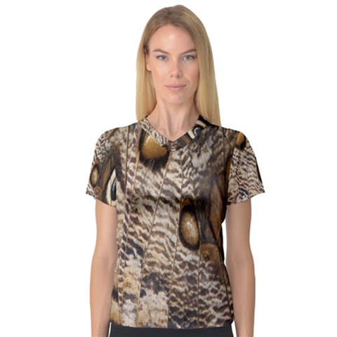 Butterfly Wing Detail Women s V-neck Sport Mesh Tee by Nexatart