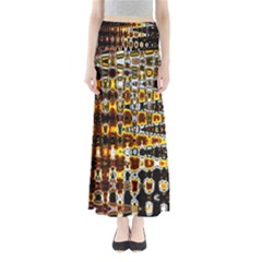 Bright Yellow And Black Abstract Maxi Skirts by Nexatart