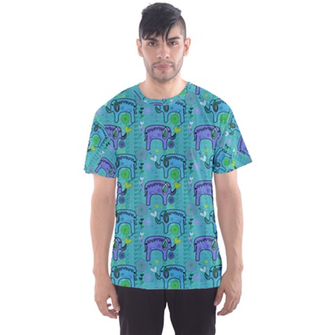 Elephants Animals Pattern Men s Sport Mesh Tee by Nexatart