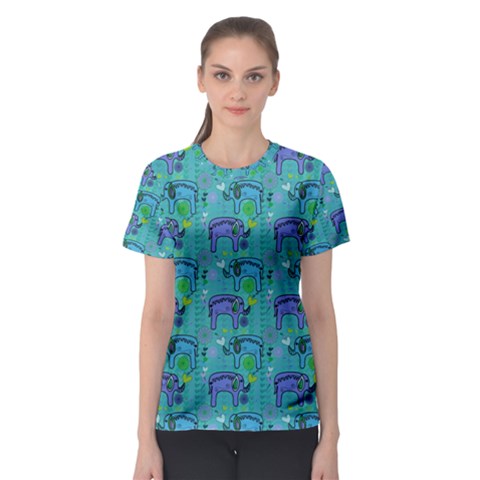 Elephants Animals Pattern Women s Sport Mesh Tee by Nexatart