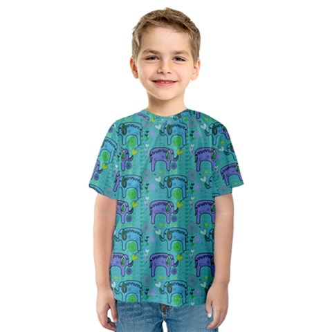 Elephants Animals Pattern Kids  Sport Mesh Tee by Nexatart