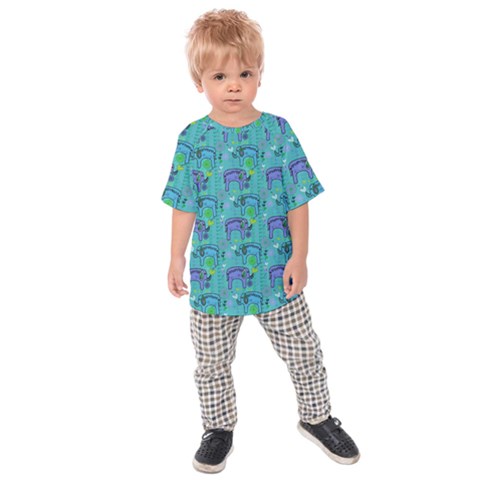 Elephants Animals Pattern Kids  Raglan Tee by Nexatart