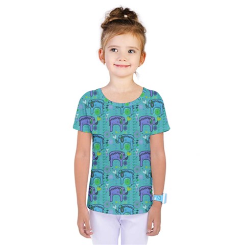 Elephants Animals Pattern Kids  One Piece Tee by Nexatart