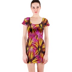 Floral Pattern Background Seamless Short Sleeve Bodycon Dress by Nexatart