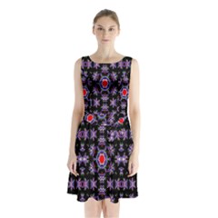 Digital Computer Graphic Seamless Wallpaper Sleeveless Chiffon Waist Tie Dress by Nexatart