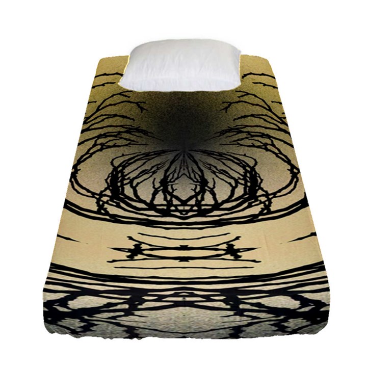 Atmospheric Black Branches Abstract Fitted Sheet (Single Size)