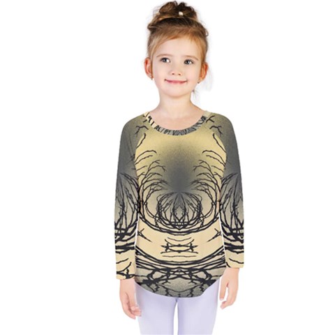 Atmospheric Black Branches Abstract Kids  Long Sleeve Tee by Nexatart