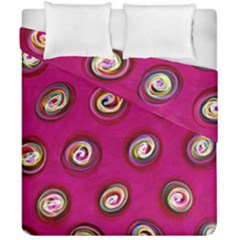 Digitally Painted Abstract Polka Dot Swirls On A Pink Background Duvet Cover Double Side (california King Size) by Nexatart