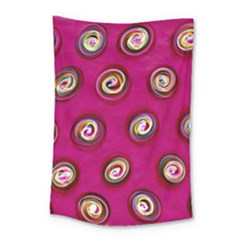 Digitally Painted Abstract Polka Dot Swirls On A Pink Background Small Tapestry by Nexatart