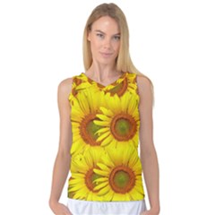 Sunflowers Background Wallpaper Pattern Women s Basketball Tank Top by Nexatart