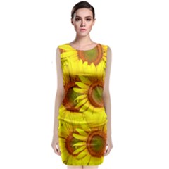 Sunflowers Background Wallpaper Pattern Classic Sleeveless Midi Dress by Nexatart