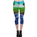 Beaded Landscape Textured Abstract Landscape With Sea Waves In The Foreground And Trees In The Background Capri Leggings  View1