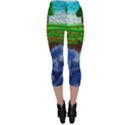 Beaded Landscape Textured Abstract Landscape With Sea Waves In The Foreground And Trees In The Background Capri Leggings  View2