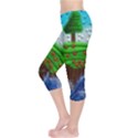 Beaded Landscape Textured Abstract Landscape With Sea Waves In The Foreground And Trees In The Background Capri Leggings  View3