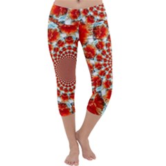 Stylish Background With Flowers Capri Yoga Leggings by Nexatart