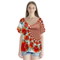 Stylish Background With Flowers Flutter Sleeve Top by Nexatart