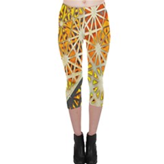 Abstract Starburst Background Wallpaper Of Metal Starburst Decoration With Orange And Yellow Back Capri Leggings  by Nexatart