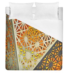 Abstract Starburst Background Wallpaper Of Metal Starburst Decoration With Orange And Yellow Back Duvet Cover (queen Size) by Nexatart