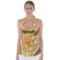 Abstract Starburst Background Wallpaper Of Metal Starburst Decoration With Orange And Yellow Back Babydoll Tankini Top by Nexatart